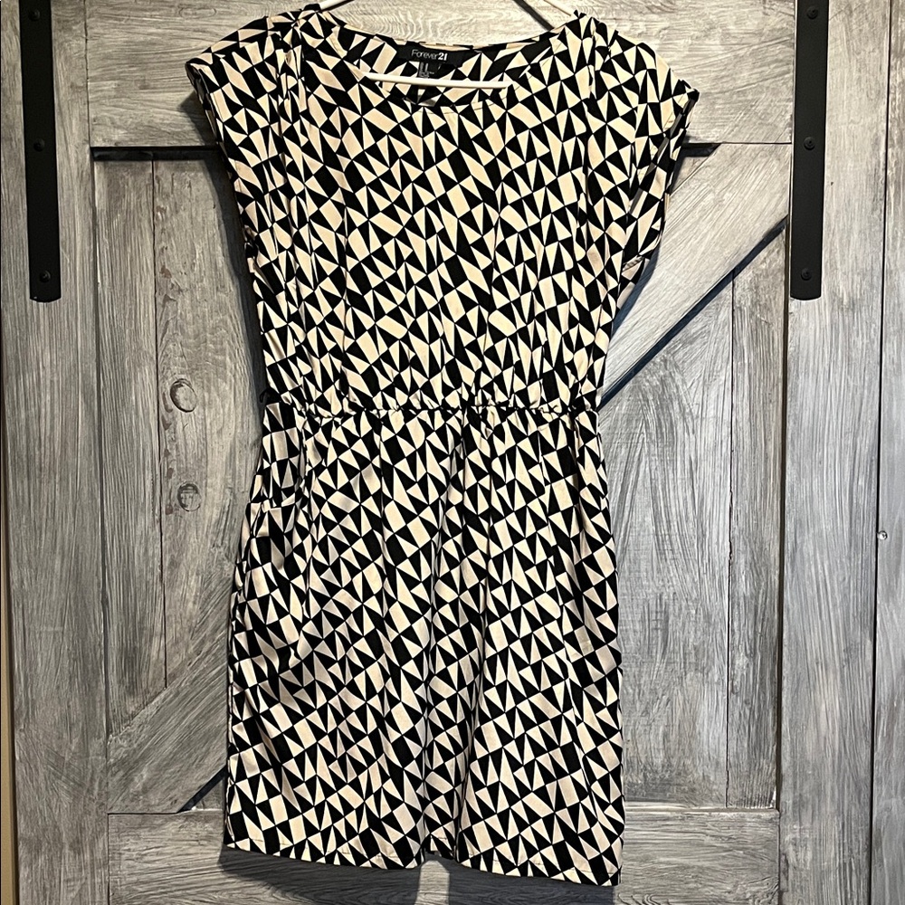 Geometric Black and Cream Dress